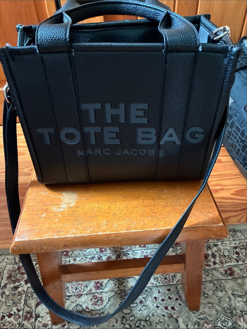 Marc Jacobs Black Leather 'The Tote Bag' Crossbody Tote
